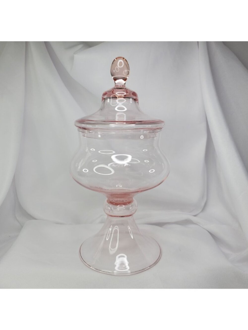 Princess House Pink Glass Apothecary Jar Circus Lid 10.5" Pedestal Candy Dish - Picture 10 of 10